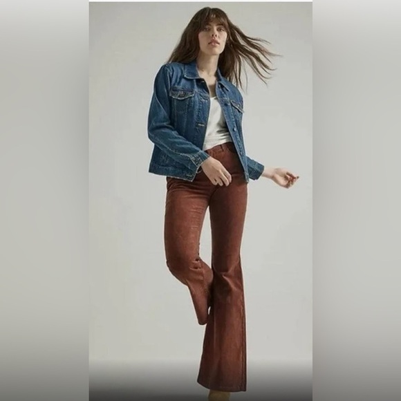 Wrangler high rise fierce‎ flare brown corduroy jeans size 10x34 new - Picture 2 of 4